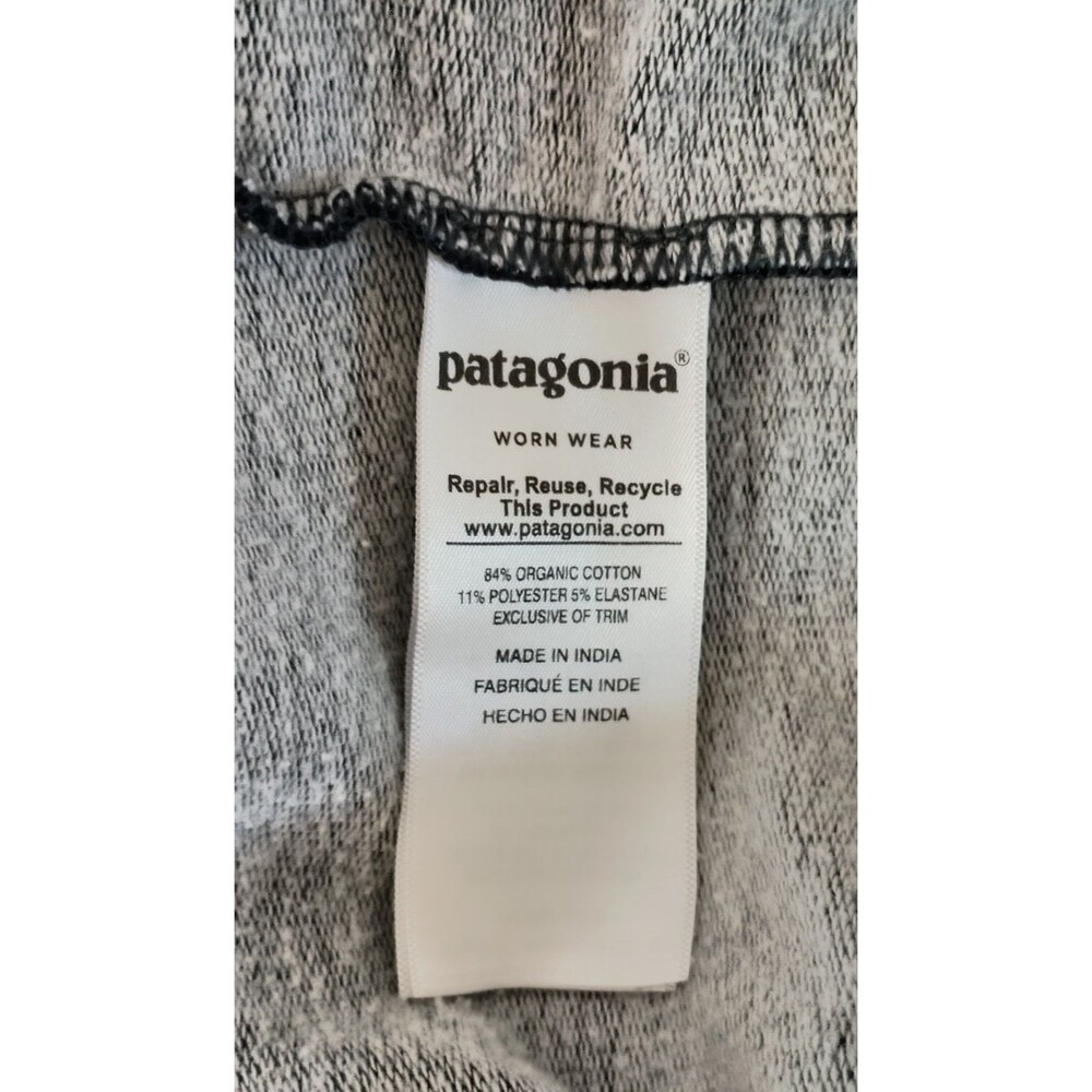 Patagonia Worn Wear Hoodie Unisex Small Gray Organic Cotton Bear Logo Sweatshirt - Picture 5 of 7